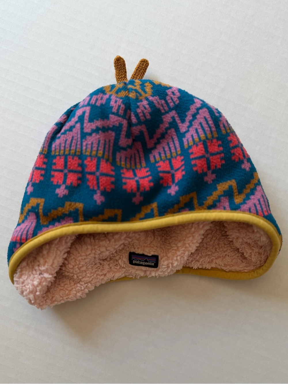 Patagonia Baby Reversible Knit Fleece Beanie Hat 6-18M Colorful